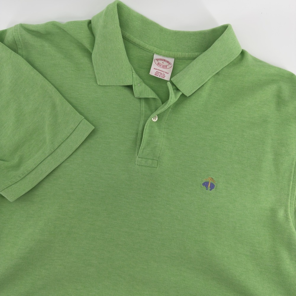 Brooks Brothers Mens Performance Polo‎ Shirt Green Original Fit Large